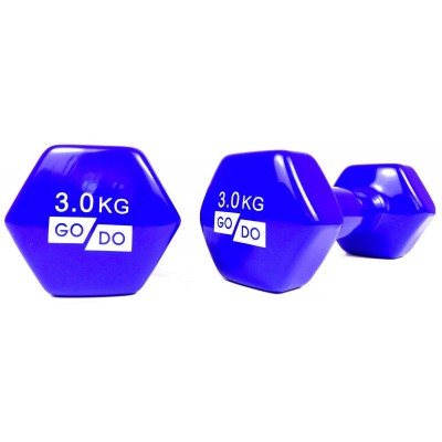 Гантель для фітнесу з вініловим покриттям 2шт GoDo GD-3.0BL